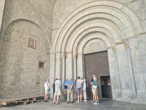 Entrance to the historic romanic Cathedral of Jaca